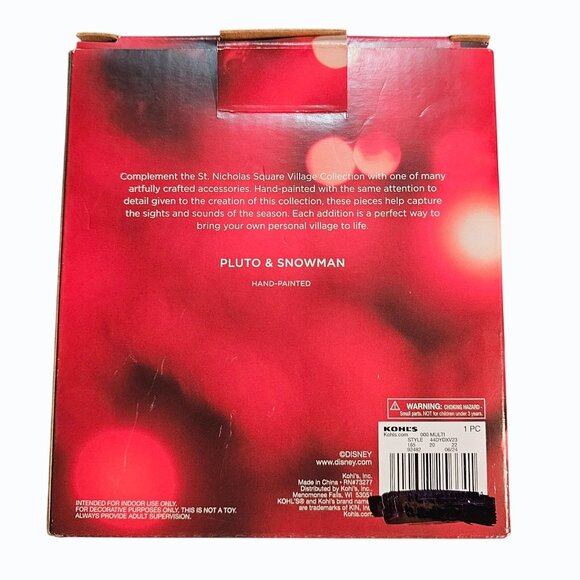 St. Nicholas Square Disney Pluto with Snowman Holiday Christmas Village - Picture 9 of 9